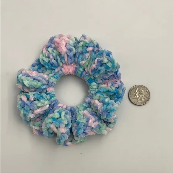 🧩 Blues and Pink Stitch Inspired Scrunchies - Set of 2 - Picture 5 of 5